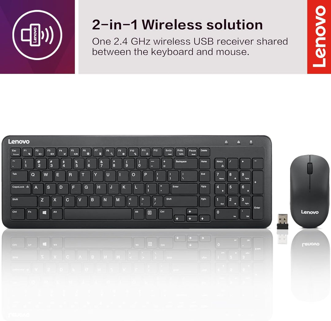 Lenovo 300 Wireless Combo Keyboard and Mouse - US English - Part Number:   GX31C95738